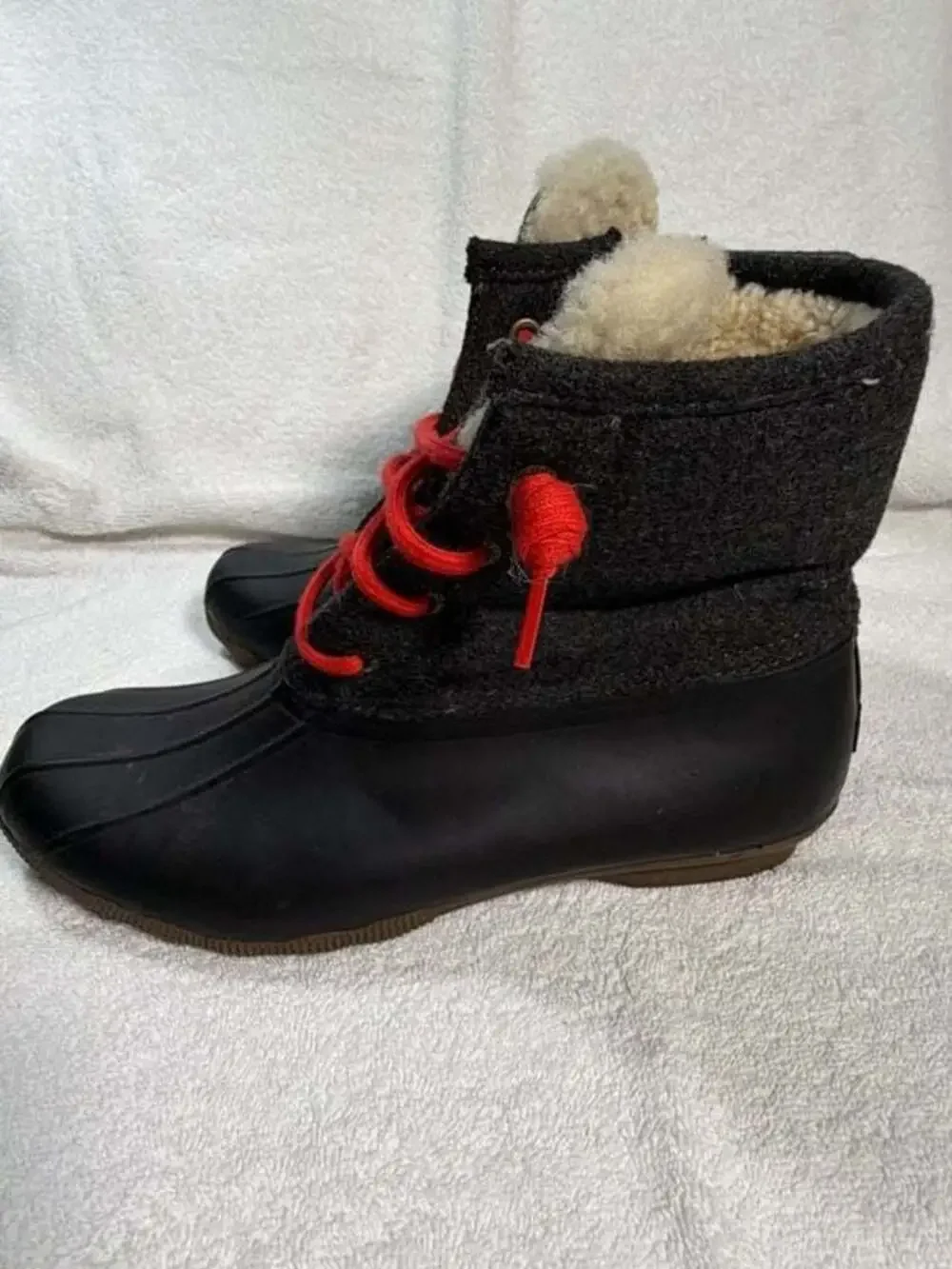 Sperry for J.Crew Shearwater Flannel Duck Boots Women's Size 9M